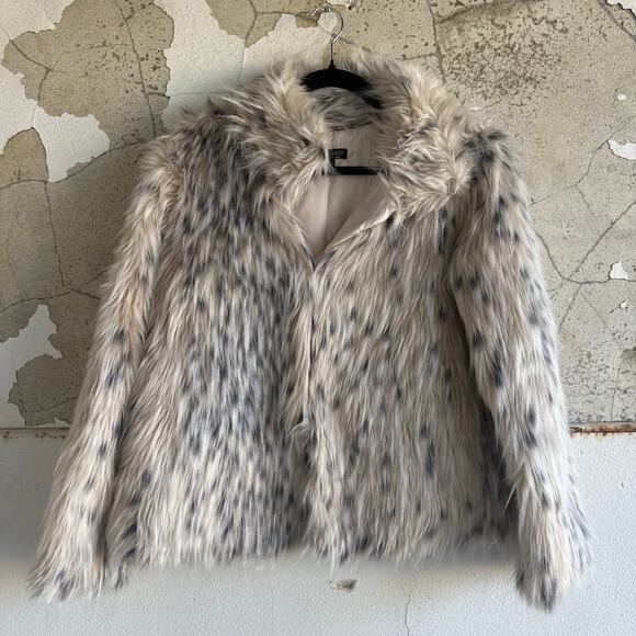 Topshop Jackets & Blazers - Topshop Faux Fur Jacket Teddy Plush Animal Print Y2K Model Off Duty Coat Size 6